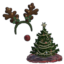 Christmas Tree with Decorations | Reindeer Antlers